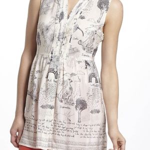 Anthropologie RARE Illustrated Silk Tunic